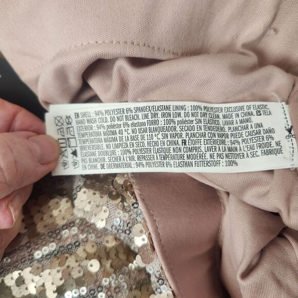 F21 Disco Sequine Bell Bottom Pants-M-Gold Silver Sparkle-Rave-70s-Halloween-NWT - Picture 12 of 13